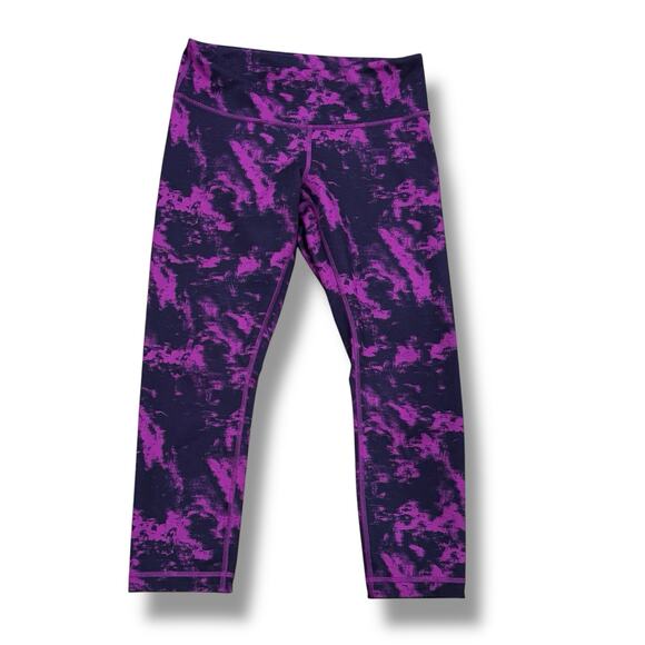 Lululemon Size 6 Wunder Under Purple Tie Dye Luon Pull On Stretch Leggings - Picture 1 of 5